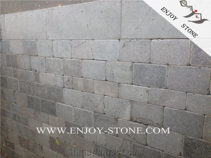 Fujian Grey Basalt Cube Stone,Chinese Basalt Brick,Basalto Courtyard Paver,Zhangpu Grey Basalt Cobble Stone