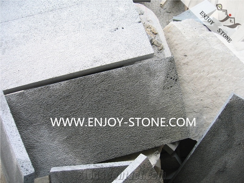 Fujian Zhangpu Bluestone Tiles,Bushhammered China Grey Basalt with Cats Paws