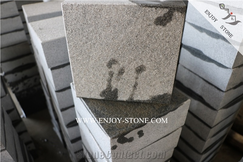 G654 China Dark Grey Granite Cube Stone,Sesame Black Driveway Granite Paving Stone,G654 Top Flamed Cobble Stone,Exterior Paving Sets