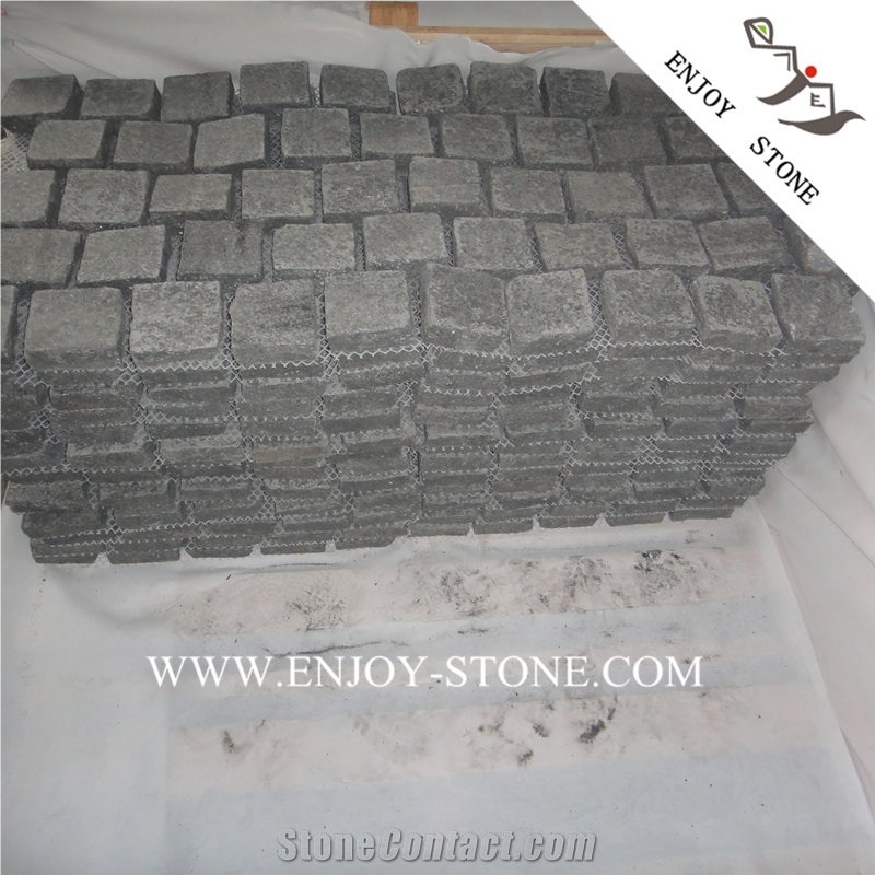 G684 Black Basalt Paving Stone,Black Pearl Basalt Courtyard Paver,G3518,Fuding Black Cobble Stone,Fujian Black,Padang Black,Absolute Black Basalt