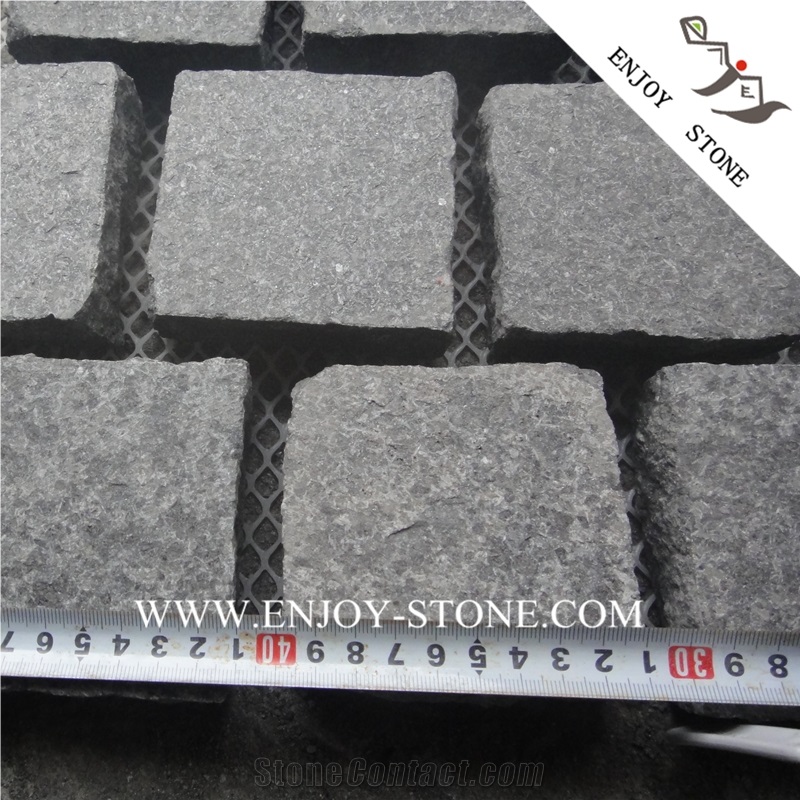 G684 Black Pearl Basalt Cube Stone,Black Pearl Basalt Courtyard Paver,G3518,Fuding Black Cobble Stone,Fujian Black,Padang Black,Absolute Black Basalt