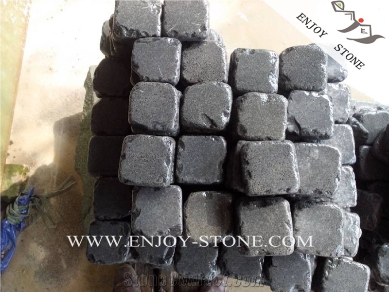 Grey Basalt Blind Paving Stone,Chinese Basalt Brick,Basalto Courtyard Paver,Zhangpu Grey Basalt Cobble Stone