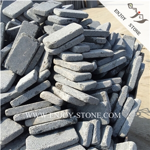 Grey Basalt Garden Cobblestone,Chinese Basalt Brick,Tumbled Grey Basalt Walking Paver,Basalto Courtyard Paver,Zhangpu Grey Basalt Cobble Stone