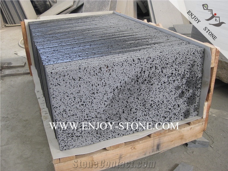 Grey Lava Stone Tiles,Lava Stone Flooring,Sawn Cut Volcanic Lava Stone,Hainan Andesite Tiles&Slabs
