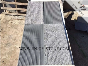 Grooved and Split Grey Basalt Tiles&Slabs,Fujian Grey Basaltina/Basalto/Inca Grey Half Planed Wall Cladding Tiles