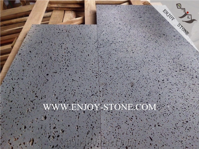 Hainan Basalt Lava Stone Tiles&Slabs,Honed/Filled Volcanic Lava Stone Floor Tiles,Andesite Wall Tiles