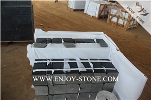 Hainan Black Basalt Kerbstone,Honed and Beveled Black Basalt Kerb Stone