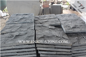 Hainan Black Bluestone Mushroom Stone,China Black Basalt with Cats Paws Mushroom Wall Cladding