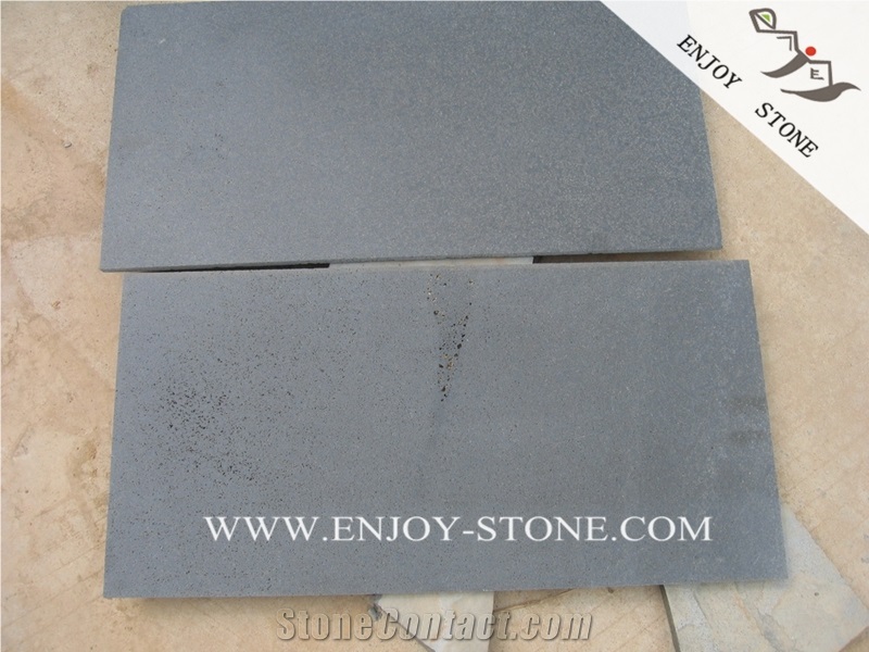Honed Zhangpu Grey Basalto Floor Tile,China Honed Bluestone Tiles with Honeycomb Tile,Grey Basaltina Paver,Dark Grey Andesite Paver with Catpaws