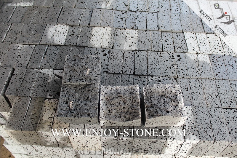 Lava Stone,Hainan Grey Basalt,Cut to Sizes Pavers,Top Natural Split Face,Sides Sawn Cut Patio Pavers