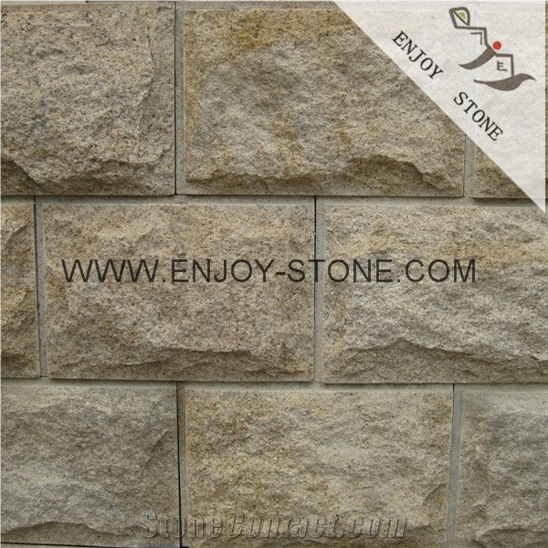 Split Face Mushroom Stone,Chinese Granite G682 Rustic Yellow Tiles,Granite Stone for Wall Cladding,Paving