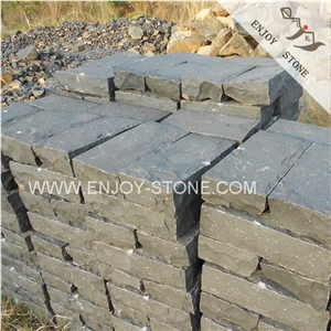 Split Face Zhangpu Black Basalt,Black Andesite Stone,Cobble Stone Flooring Covering,Black Driveway Paving Stone,Cube Stone for Landscaping and Garden