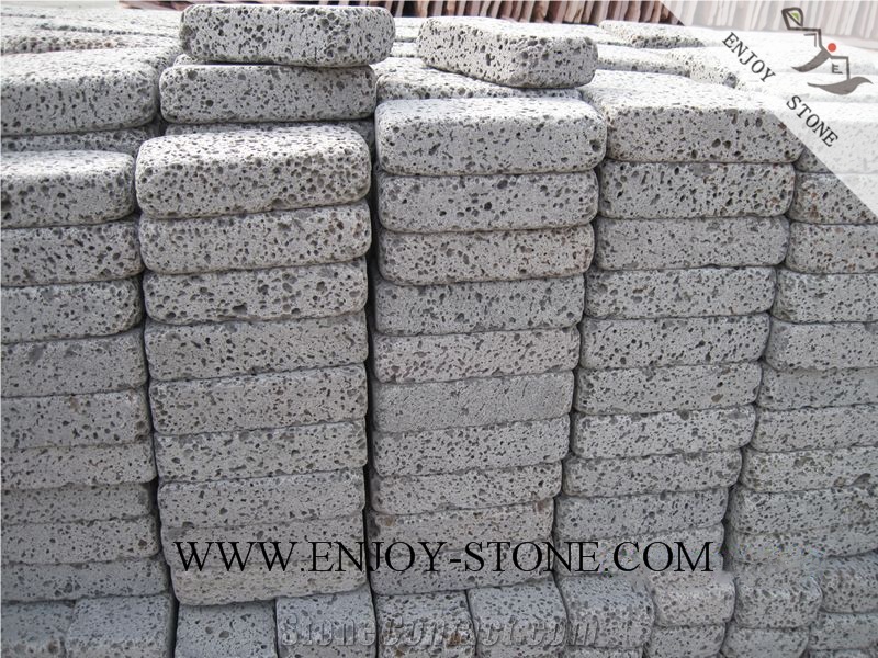 Tumbled Cobble/Cube Stone Lava Stone/ Gray Basalt China/Basalto/Grey Basalt/Andesite with Macro Holes /Lava Stone/Walling/Flooring/Cladding/Cobble/Cube