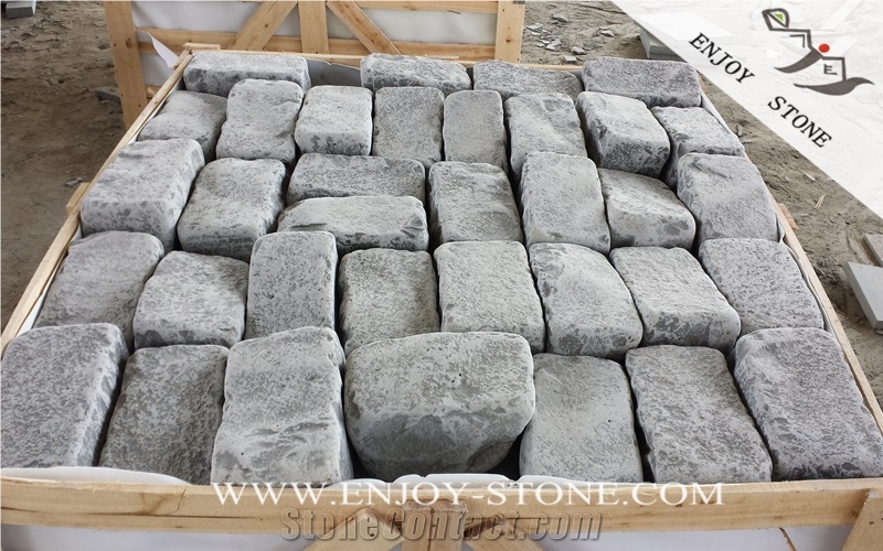 Tumbled Grey Basalt Cube Stone,Basalto Courtyard Paver,Zhangpu Grey Basalt Cobble Stone,Tumbled Basalt Brick,Grey Garden Cobblestone