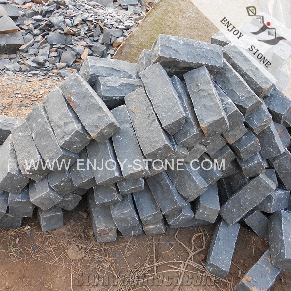 Zhangpu Black Basalt Cobble Stone,Black Absolute Basalt Paving Stones,Black Driveway Paving Stone,Black Basalt Bricks