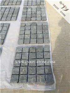 Zhangpu Black Basalt Cobble Stone with Meshed Back,Natural Split Face Courtyard Road Pavers,Driveway Paving Stone,Floor Covering