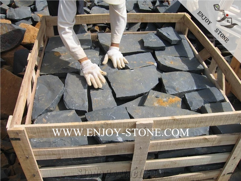 Zhangpu Black Basalt Crazy Pavers,Black Basalt Landscaping Paving Stone,Outdoor Patio Flooring
