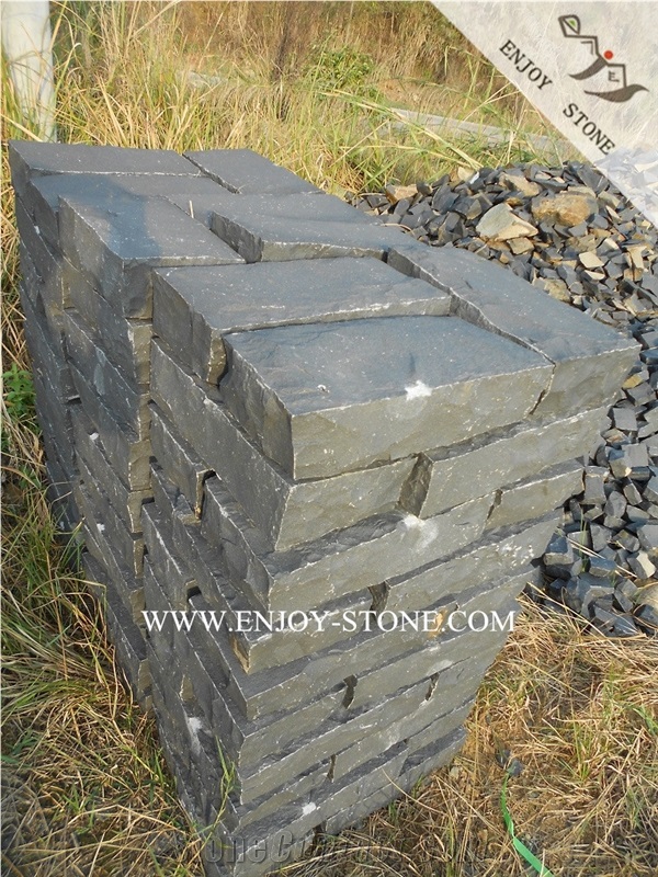 Zhangpu Black Basalt Paving Sets,Fujian Black Basalt Courtyard Road Pavers,All Sides Natural Split Cobble Stone for Exterior Pattern