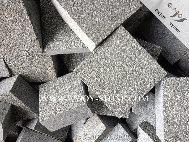 Zhangpu Oliver Green Granite Bush Hammered Top+Sides Machine Cut Cube Stone,G612 Granite Exterior Pattern,Landscaping Floor Covering Paving Sets