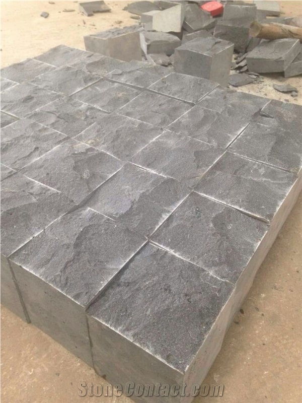 Hebei Black Granite Cobble, China Black Granite Cube Stone, Black Granite