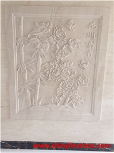 Portugal Beige Limestone Sculptured Relief,Porto Beige,Moca Cream,Crema Moca Engraving
