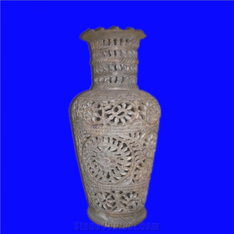 Marble Flower Vase Pot Collectible Jaipur Golden Indian Handicraft Deco Gift