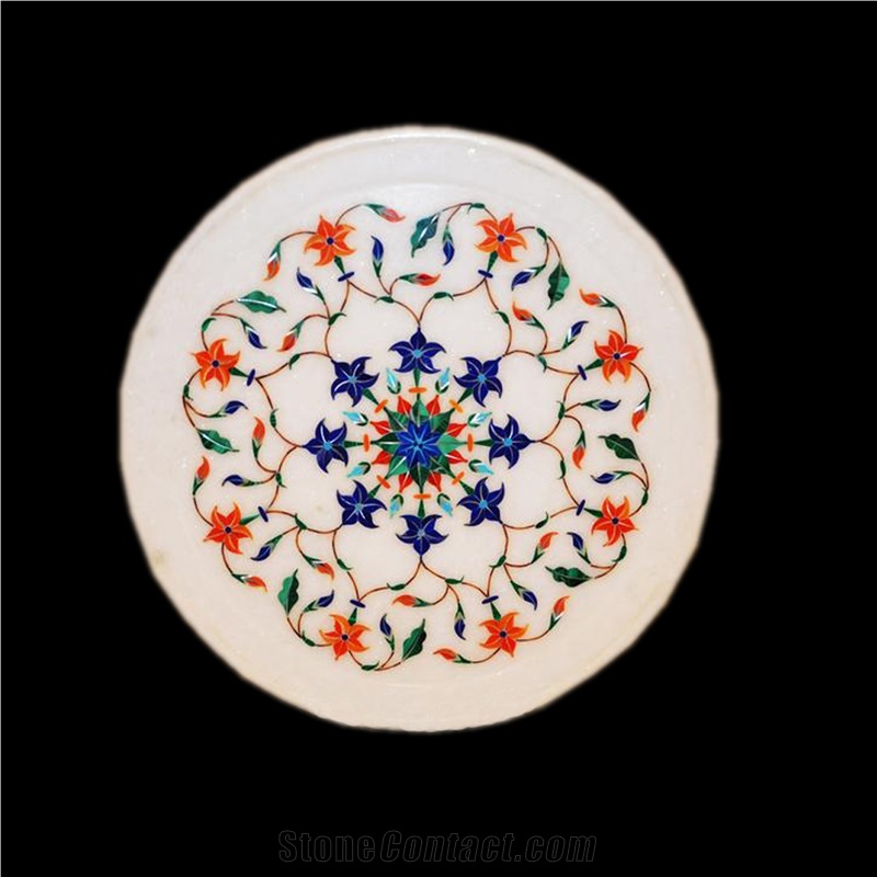 Marble Plate Inlay Work White Stone