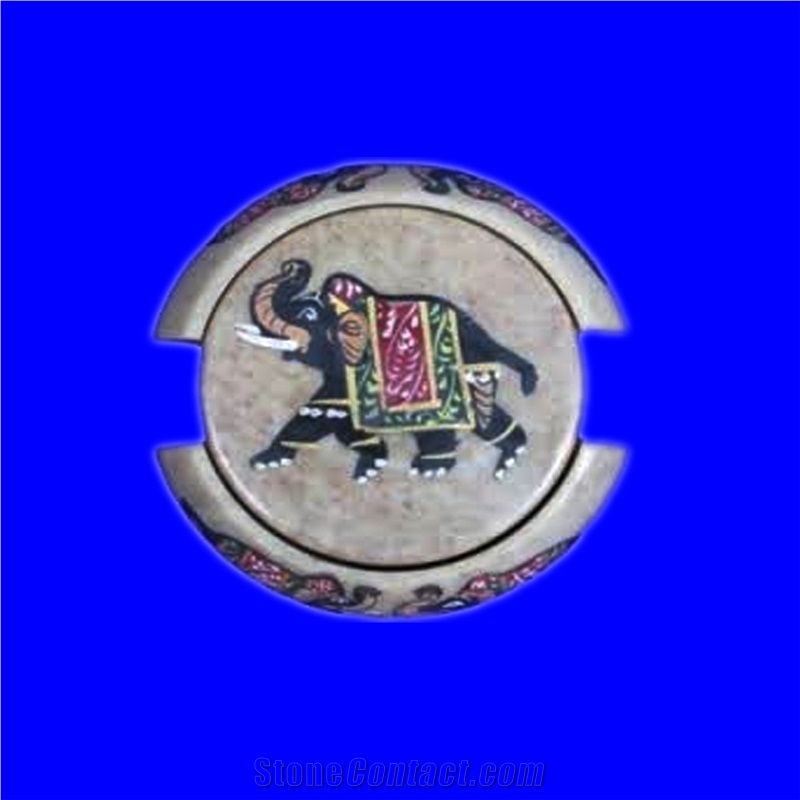 Tea Coaster Marble Inlay Coaster Set Pietra Dura Stone Inlaid Art