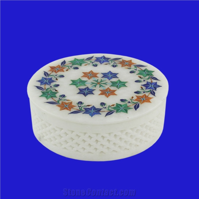 White Marble Inlay Boxes