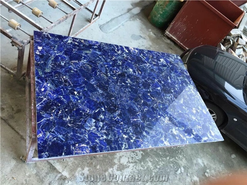 Blue Agathe Onyx Bath Countertop ,Blue Semiprecious Stone Vanity Tops