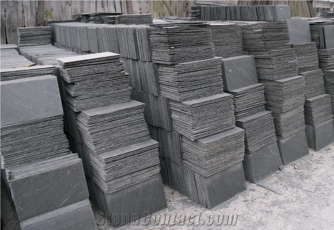 600x300mm Nature Split Black Roof Slate Tile with Holes Cheap