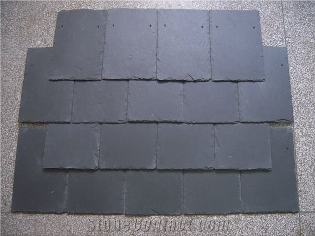 600x300mm Nature Split Black Roof Slate Tile with Holes Cheap