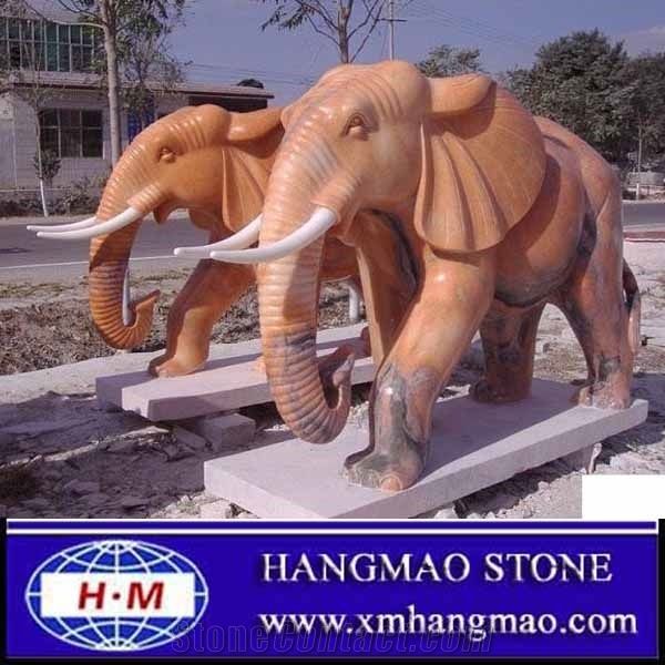 Animal Marble Sculpture Stone Elephant China Handcarved Sculpture