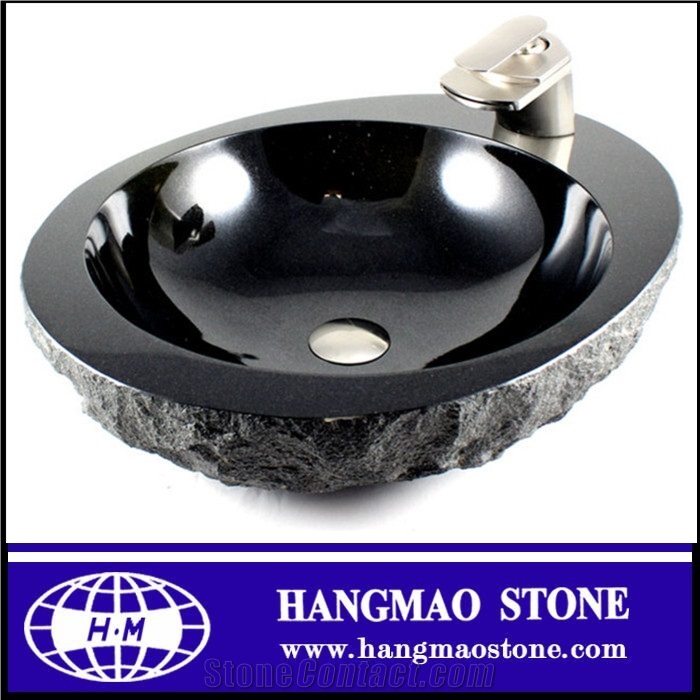 Black Marble Manmade Stone Bathroom Sinks