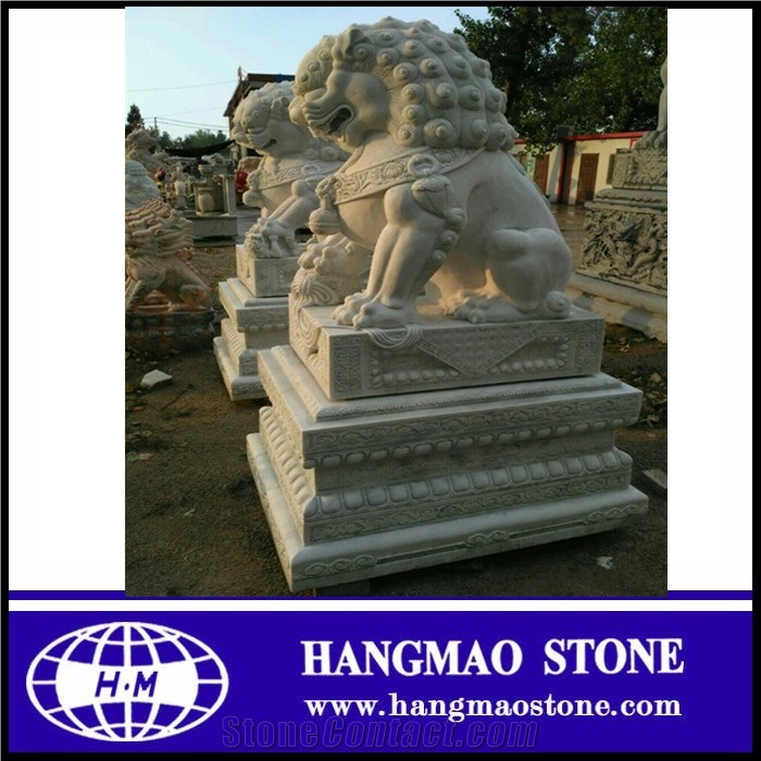 Garden and Outdoor White Marble Lion Sculpture & Statue