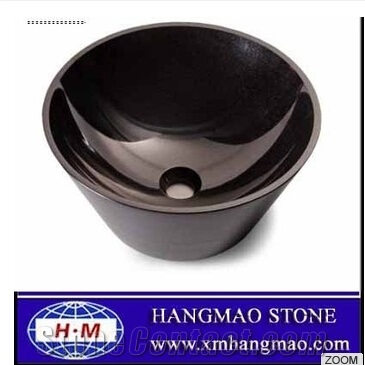 Polished Bowl Shanxi Black Granite Sink ,Natural Stone Sink