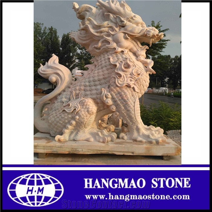 White Polished Great Marble Lion Statues