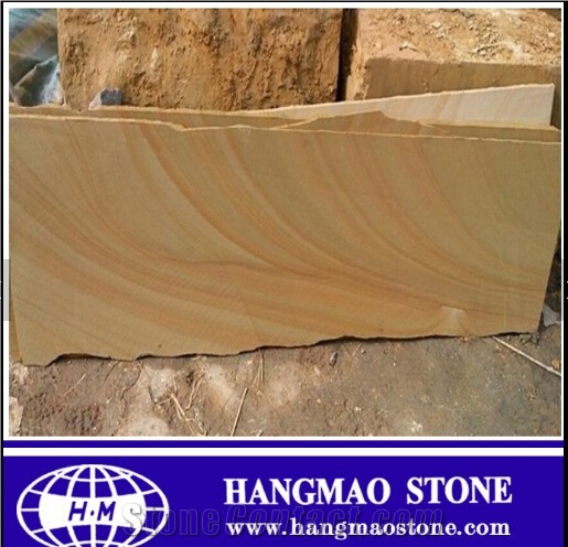 Yellow Wood Veined Sandstone Slabs & Tiles, China Yellow Sandstone