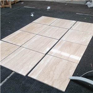 Iran Imported Polished White Color Travertino Vein Cut Super White Travertine Floor Tile