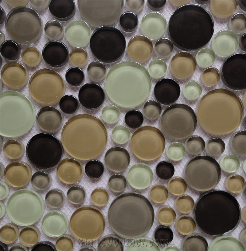 China High Quality Manmade Brown ,White and Black Glass Chips Mosaic Tiles Patterns -Xiamnen Terry Stone