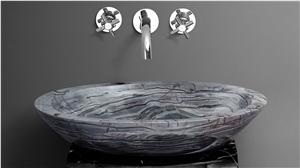 Grey Marble Stone Sink & Basin, Round Oval Shape Bowls for Bathroom, Inside or Outside, High Quality Natural Stone Basin
