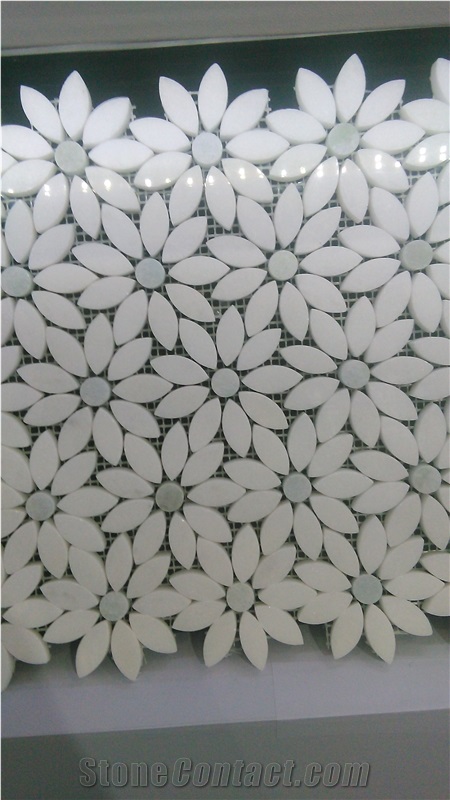 Marble Crystal White Wall Mosaic/ Flower Mosaic Polished Mosaic Pattern Terry Stone