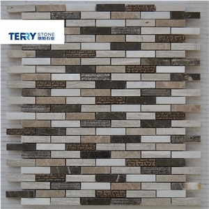 Marble Honed Brown/Beige/White Surface Mosaic Us as Wall Decoration