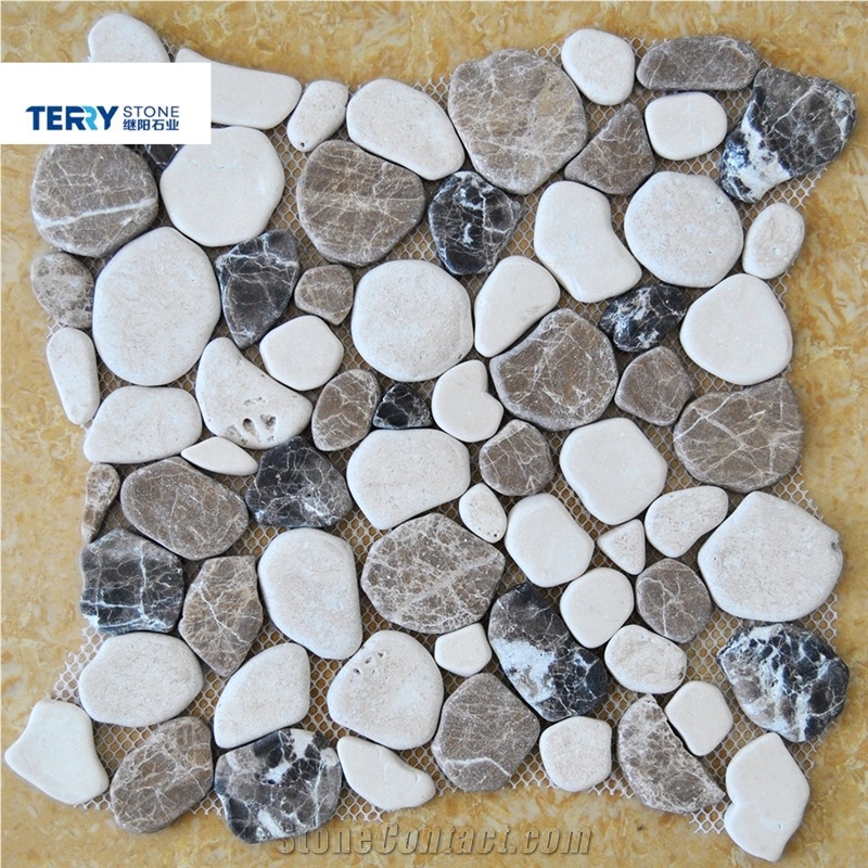 Ts-151088 White Mix Brown/Grey Pebble Mosaic for Home Wall/Hotel Decoration