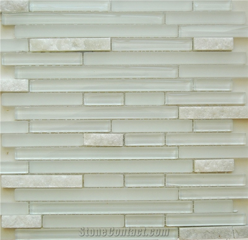 White Marble&Glass Wall Mosaic/ Floor Mosaic Polished Mosaic Split/Mosaic Pattern Terry Stone