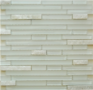 White Marble&Glass Wall Mosaic/ Floor Mosaic Polished Mosaic Split/Mosaic Pattern Terry Stone
