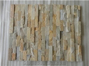 Beige, Yellow China Slate Tiles, Wall Cladding, Stacked Stone Veneer