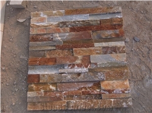 Brown Slate Cultured Stone Wall Cladding, Stacked Stone Panel, Ledger Stone Veneer,Corner , Z Shapes ,Rough Surface