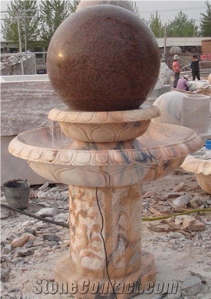 China Cheap Granite Floating Ball Fountains, Rolling Sphere Garden Fountains, Water Features, Exterior Fountains Natural Stone Decoration, Sculptured Stone Work