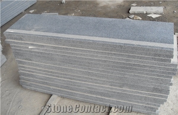 China G664 Pink, Brown Granite, Porrino/Luoyuan Red Cheap Granite in Stair Steps with Anti Slip, Bullnose Round Long Edge, Treads and Risers